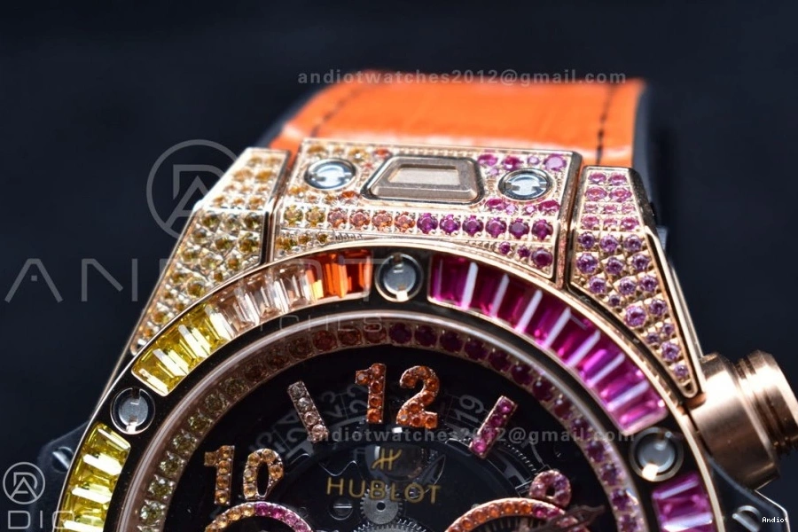 Rainbow Bang Gummy 1:1 Strap 45mm Big A1280 King Best Unico RG on Edition Rainbow ZF 0117